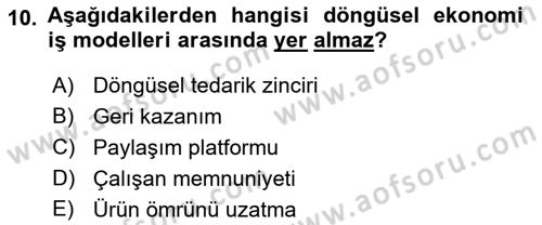 Pazarlamaya Giriş Dersi 2021 - 2022 Yılı Yaz Okulu Sınavı 10. Soru