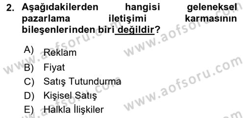 Pazarlamaya Giriş Dersi 2021 - 2022 Yılı Yaz Okulu Sınav Soruları 2. Soru
