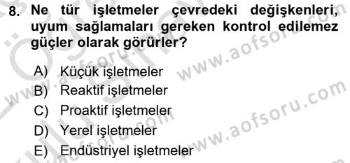 Pazarlamaya Giriş Dersi 2021 - 2022 Yılı Yaz Okulu Sınav Soruları 8. Soru