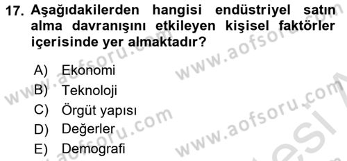 Pazarlamaya Giriş Dersi 2022 - 2023 Yılı Yaz Okulu Sınav Soruları 17. Soru