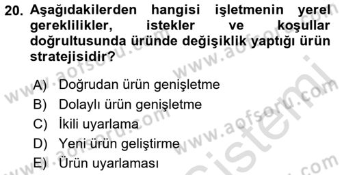 Pazarlamaya Giriş Dersi 2022 - 2023 Yılı Yaz Okulu Sınav Soruları 20. Soru