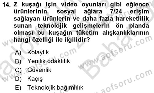 Pazarlamaya Giriş Dersi 2023 - 2024 Yılı (Vize) Ara Sınav Soruları 14. Soru