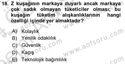 Pazarlamaya Giriş Dersi 2023 - 2024 Yılı (Vize) Ara Sınav Soruları 18. Soru
