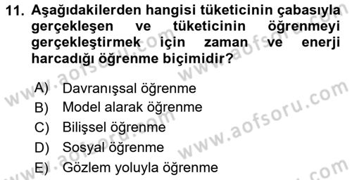 Pazarlamaya Giriş Dersi 2023 - 2024 Yılı (Final) Dönem Sonu Sınav Soruları 11. Soru