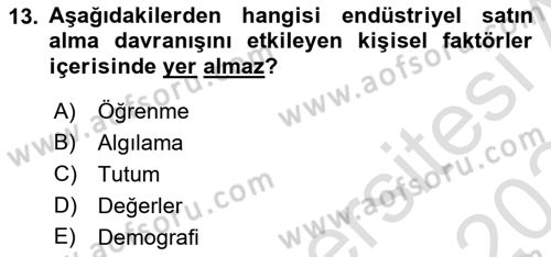 Pazarlamaya Giriş Dersi 2023 - 2024 Yılı (Final) Dönem Sonu Sınav Soruları 13. Soru
