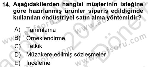 Pazarlamaya Giriş Dersi 2023 - 2024 Yılı (Final) Dönem Sonu Sınav Soruları 14. Soru