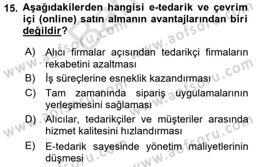 Pazarlamaya Giriş Dersi 2023 - 2024 Yılı (Final) Dönem Sonu Sınav Soruları 15. Soru