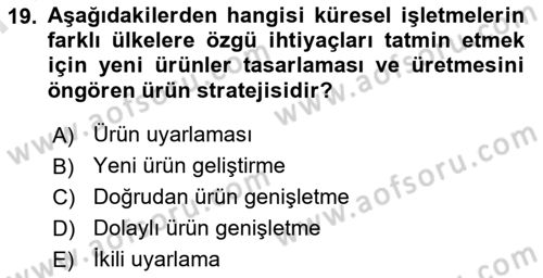 Pazarlamaya Giriş Dersi 2023 - 2024 Yılı (Final) Dönem Sonu Sınav Soruları 19. Soru