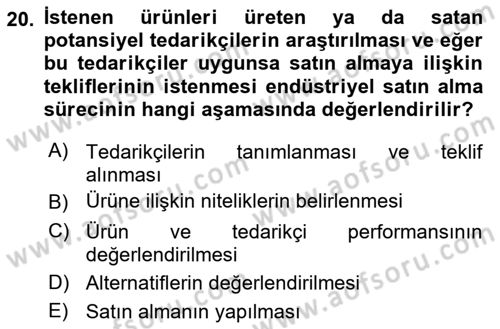 Pazarlamaya Giriş Dersi 2023 - 2024 Yılı (Final) Dönem Sonu Sınav Soruları 20. Soru