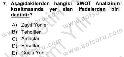 Pazarlamaya Giriş Dersi 2023 - 2024 Yılı Yaz Okulu Sınav Soruları 7. Soru