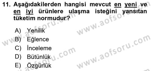Pazarlamaya Giriş Dersi 2024 - 2025 Yılı (Vize) Ara Sınav Soruları 11. Soru