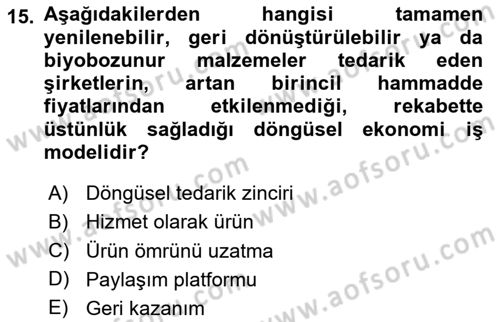 Pazarlamaya Giriş Dersi 2024 - 2025 Yılı (Vize) Ara Sınav Soruları 15. Soru