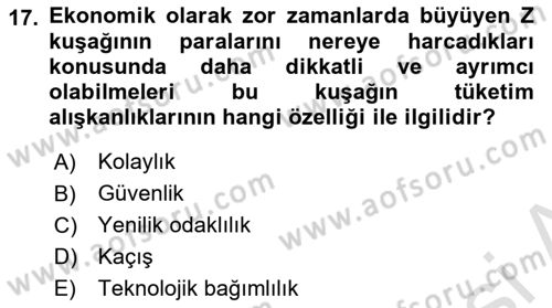 Pazarlamaya Giriş Dersi 2024 - 2025 Yılı (Vize) Ara Sınav Soruları 17. Soru