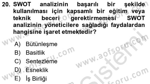 Pazarlamaya Giriş Dersi 2024 - 2025 Yılı (Vize) Ara Sınav Soruları 20. Soru