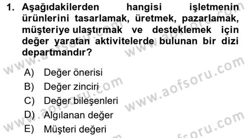 Pazarlamaya Giriş Dersi 2024 - 2025 Yılı (Final) Dönem Sonu Sınav Soruları 1. Soru
