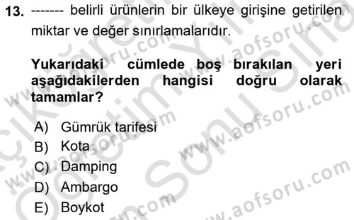 Pazarlamaya Giriş Dersi 2024 - 2025 Yılı (Final) Dönem Sonu Sınav Soruları 13. Soru