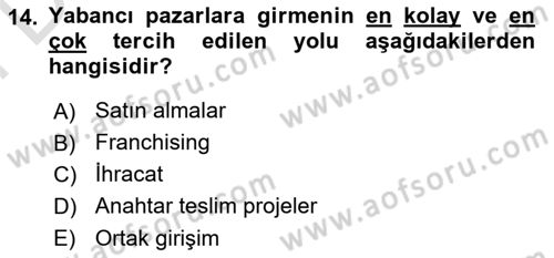 Pazarlamaya Giriş Dersi 2024 - 2025 Yılı (Final) Dönem Sonu Sınav Soruları 14. Soru