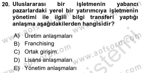 Pazarlamaya Giriş Dersi 2024 - 2025 Yılı (Final) Dönem Sonu Sınav Soruları 20. Soru