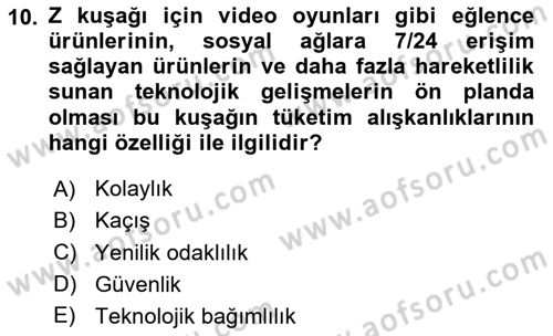 Pazarlamaya Giriş Dersi 2024 - 2025 Yılı Yaz Okulu Sınav Soruları 10. Soru