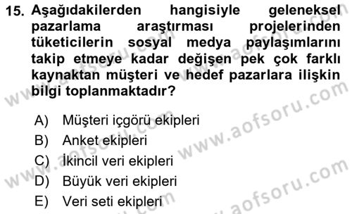 Pazarlamaya Giriş Dersi 2024 - 2025 Yılı Yaz Okulu Sınav Soruları 15. Soru