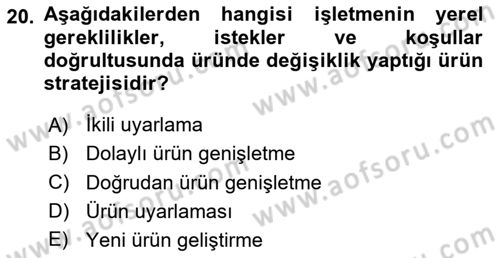 Pazarlamaya Giriş Dersi 2024 - 2025 Yılı Yaz Okulu Sınav Soruları 20. Soru