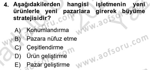 Pazarlamaya Giriş Dersi 2024 - 2025 Yılı Yaz Okulu Sınav Soruları 4. Soru