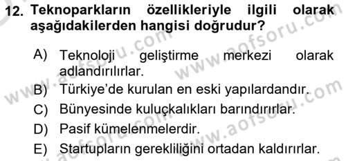 Teknoloji, İnnovasyon Ve Girişimcilik Dersi 2020 - 2021 Yılı Yaz Okulu Sınav Soruları 12. Soru