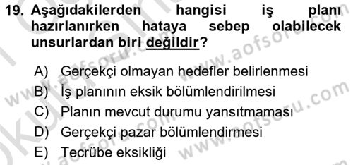 Teknoloji, İnnovasyon Ve Girişimcilik Dersi 2020 - 2021 Yılı Yaz Okulu Sınav Soruları 19. Soru