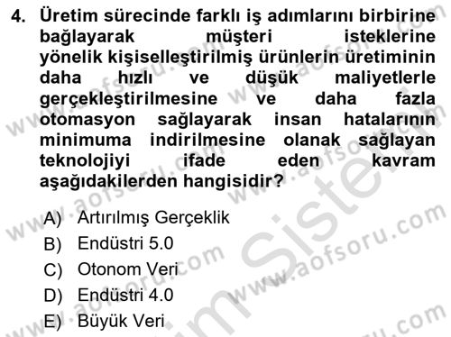 Teknoloji, İnnovasyon Ve Girişimcilik Dersi 2020 - 2021 Yılı Yaz Okulu Sınav Soruları 4. Soru