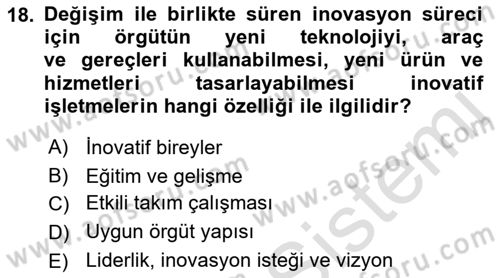Teknoloji, İnnovasyon Ve Girişimcilik Dersi 2021 - 2022 Yılı (Vize) Ara Sınav Soruları 18. Soru