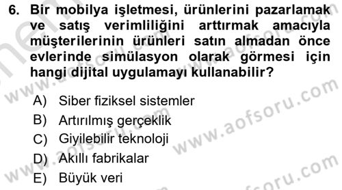 Teknoloji, İnnovasyon Ve Girişimcilik Dersi 2021 - 2022 Yılı (Vize) Ara Sınav Soruları 6. Soru