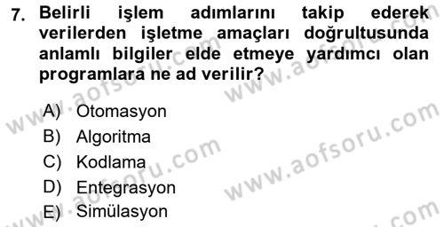 Teknoloji, İnnovasyon Ve Girişimcilik Dersi 2021 - 2022 Yılı (Vize) Ara Sınav Soruları 7. Soru