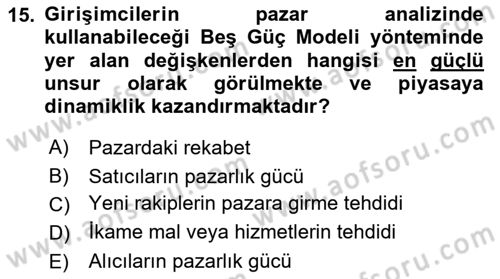 Teknoloji, İnnovasyon Ve Girişimcilik Dersi 2021 - 2022 Yılı (Final) Dönem Sonu Sınav Soruları 15. Soru
