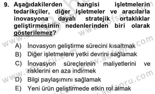 Teknoloji, İnnovasyon Ve Girişimcilik Dersi 2021 - 2022 Yılı (Final) Dönem Sonu Sınav Soruları 9. Soru