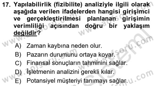 Teknoloji, İnnovasyon Ve Girişimcilik Dersi 2021 - 2022 Yılı Yaz Okulu Sınav Soruları 17. Soru