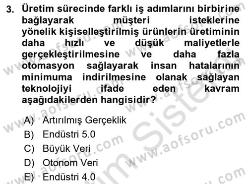 Teknoloji, İnnovasyon Ve Girişimcilik Dersi 2021 - 2022 Yılı Yaz Okulu Sınav Soruları 3. Soru