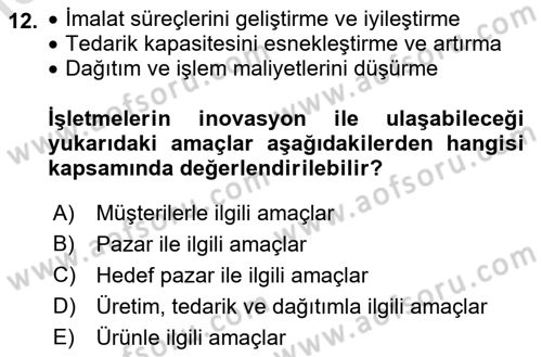 Teknoloji, İnnovasyon Ve Girişimcilik Dersi 2022 - 2023 Yılı Yaz Okulu Sınav Soruları 12. Soru