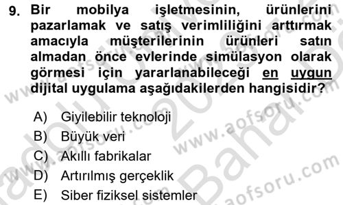 Teknoloji, İnnovasyon Ve Girişimcilik Dersi 2023 - 2024 Yılı (Vize) Ara Sınav Soruları 9. Soru