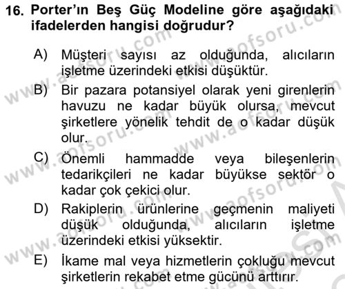 Teknoloji, İnnovasyon Ve Girişimcilik Dersi 2023 - 2024 Yılı (Final) Dönem Sonu Sınav Soruları 16. Soru