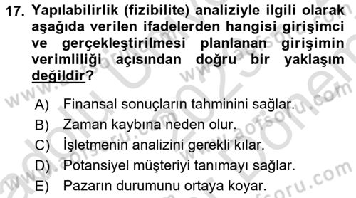 Teknoloji, İnnovasyon Ve Girişimcilik Dersi 2023 - 2024 Yılı (Final) Dönem Sonu Sınav Soruları 17. Soru