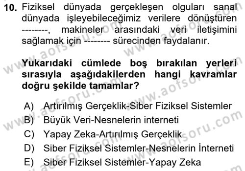 Teknoloji, İnnovasyon Ve Girişimcilik Dersi 2024 - 2025 Yılı (Vize) Ara Sınav Soruları 10. Soru