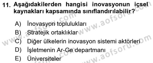 Teknoloji, İnnovasyon Ve Girişimcilik Dersi 2024 - 2025 Yılı (Final) Dönem Sonu Sınav Soruları 11. Soru