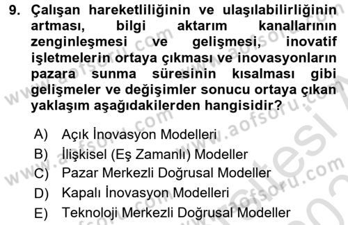 Teknoloji, İnnovasyon Ve Girişimcilik Dersi 2024 - 2025 Yılı (Final) Dönem Sonu Sınav Soruları 9. Soru