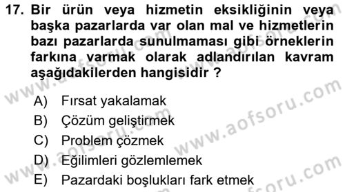 Teknoloji,İnnovasyon Ve Girişimcilik Dersi 2020 - 2021 Yılı Yaz Okulu Sınav Soruları 17. Soru