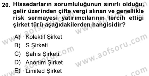Teknoloji,İnnovasyon Ve Girişimcilik Dersi 2020 - 2021 Yılı Yaz Okulu Sınav Soruları 20. Soru