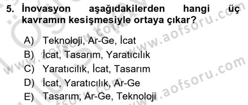 Teknoloji,İnnovasyon Ve Girişimcilik Dersi 2020 - 2021 Yılı Yaz Okulu Sınav Soruları 5. Soru