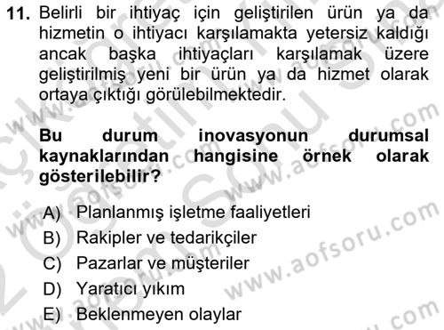 Teknoloji,İnnovasyon Ve Girişimcilik Dersi 2021 - 2022 Yılı (Final) Dönem Sonu Sınav Soruları 11. Soru