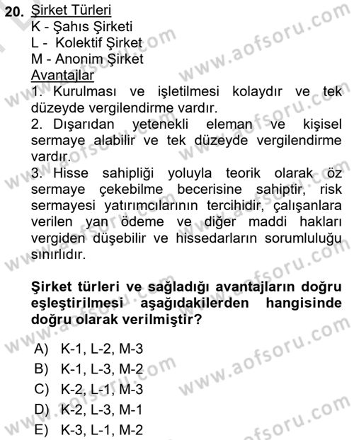 Teknoloji,İnnovasyon Ve Girişimcilik Dersi 2021 - 2022 Yılı (Final) Dönem Sonu Sınav Soruları 20. Soru