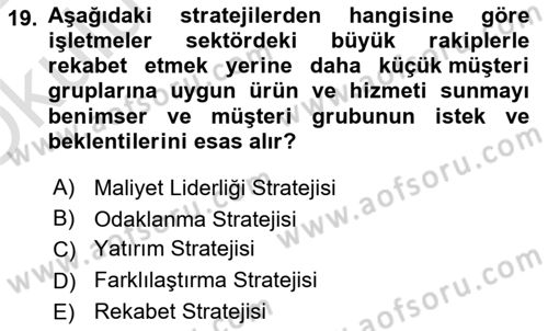 Teknoloji,İnnovasyon Ve Girişimcilik Dersi 2021 - 2022 Yılı Yaz Okulu Sınav Soruları 19. Soru