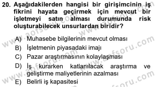 Teknoloji,İnnovasyon Ve Girişimcilik Dersi 2021 - 2022 Yılı Yaz Okulu Sınav Soruları 20. Soru